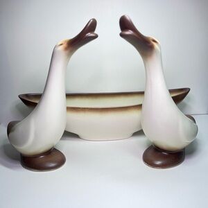 MCM 1950 Stanford Sebring Ohio Pottery Geese 3 piece, RARE
